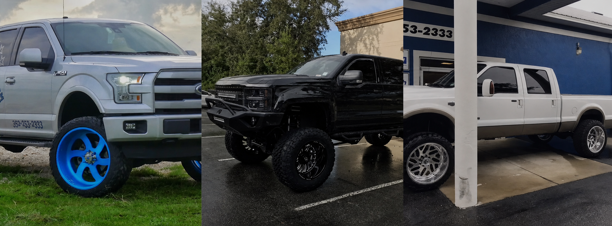 Custom lifted truck at Raine Tire and Auto